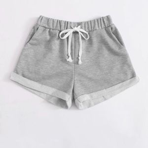 light gray drawstring waist shorts